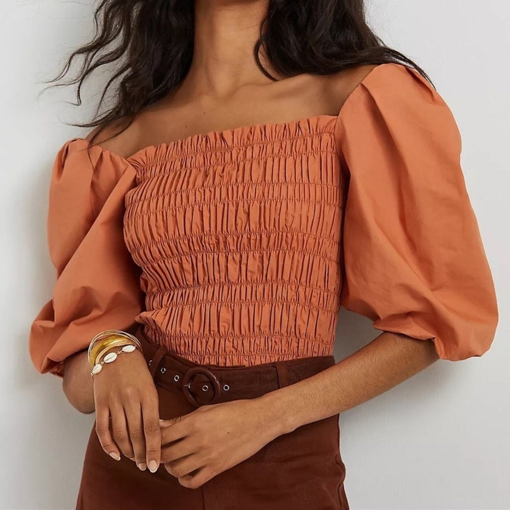 Anthropologie Salina smocked crop top